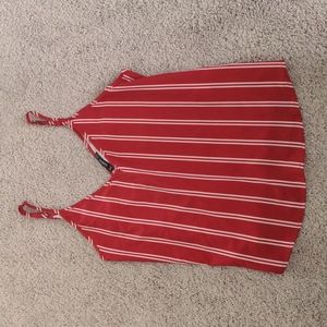 SheIn red striped v-neck tank top M